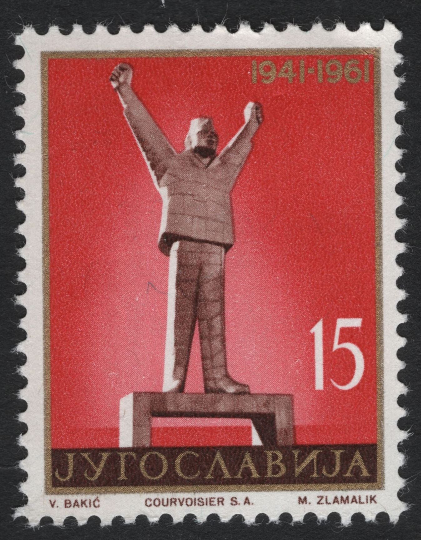 SCG10047 - Yugoslavia 1961 – 20th Anniversary of the 1941 Uprising (Monument Series) – Complete Set of 4