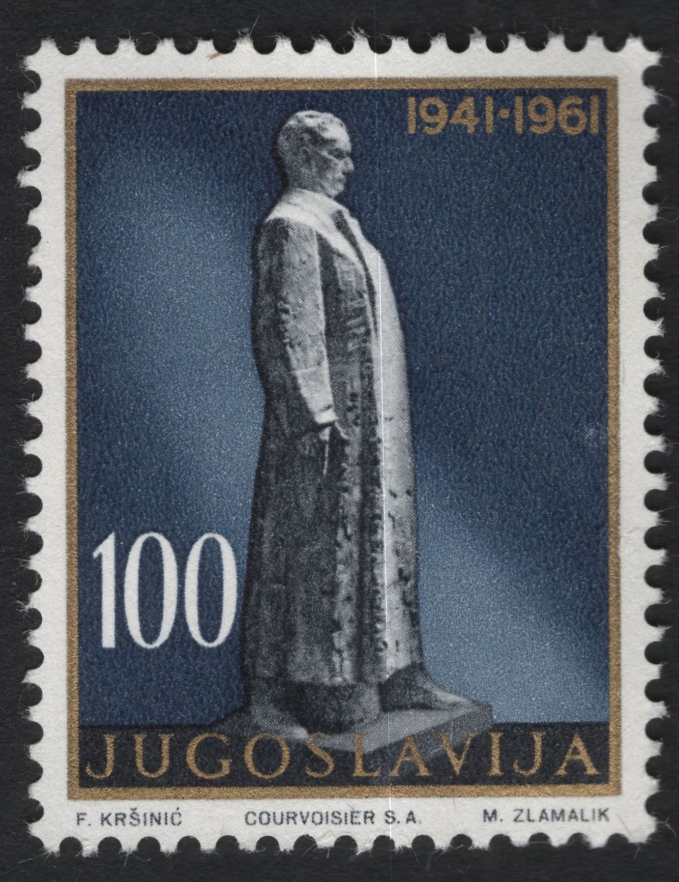 SCG10047 - Yugoslavia 1961 – 20th Anniversary of the 1941 Uprising (Monument Series) – Complete Set of 4