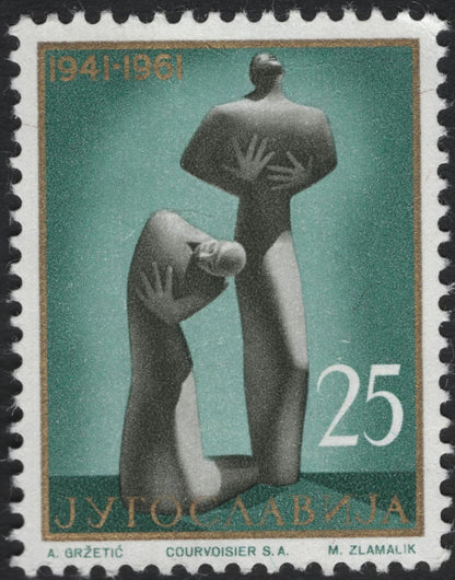 SCG10047 - Yugoslavia 1961 – 20th Anniversary of the 1941 Uprising (Monument Series) – Complete Set of 4