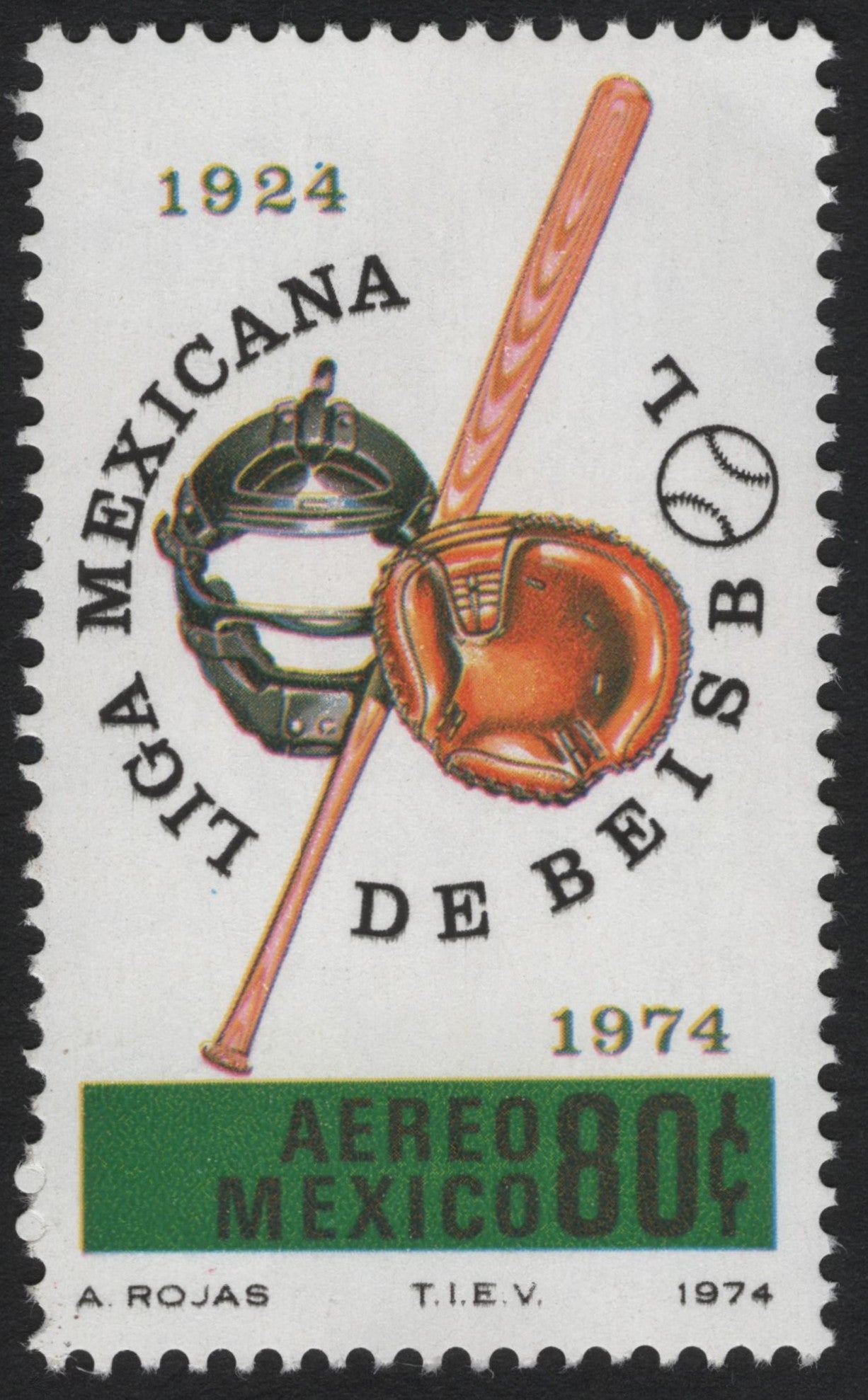 SCG6439 - Mexico 1974 Airmail – 50th Anniversary of the Mexican Baseball League