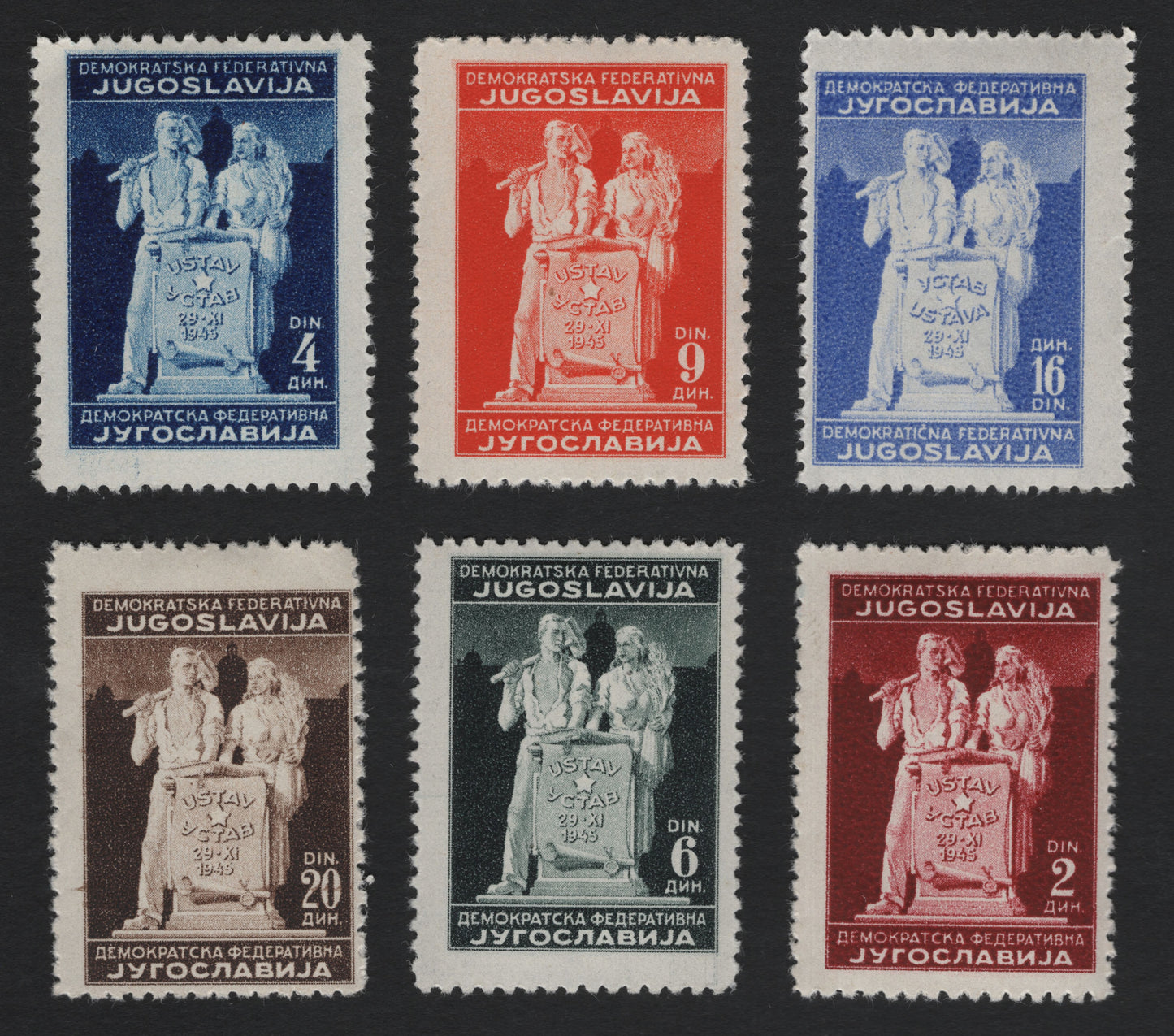 SCG10054 - Yugoslavia 1945 Constitution Commemorative Set – 6-Value Series