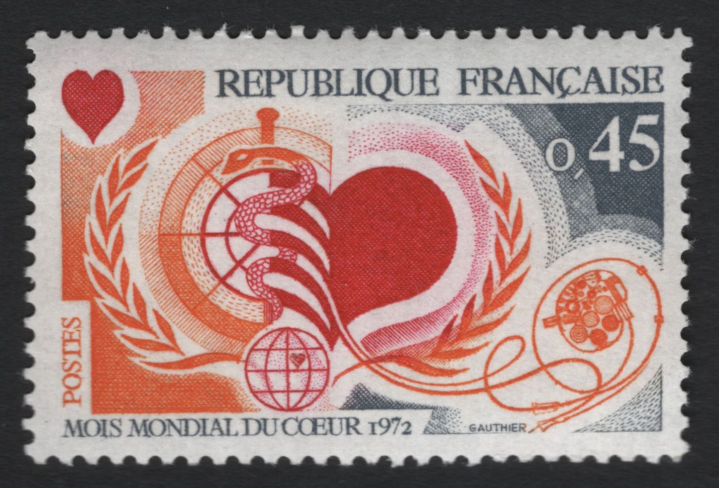 SCG10596 - France 1972 – World Heart Month “Mois Mondial du Cœur” 0.45F Commemorative