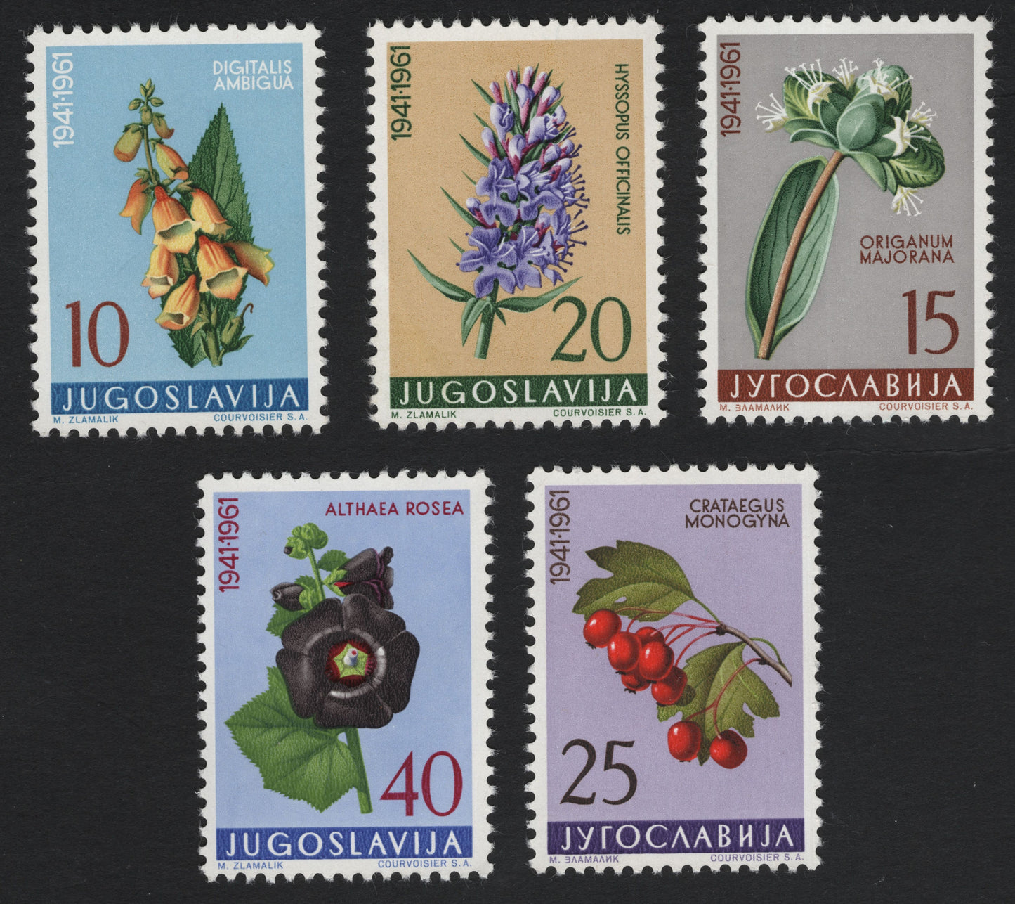 SCG10051 - Yugoslavia 1961 “Medicinal Plants” Complete Set (5 Stamps)