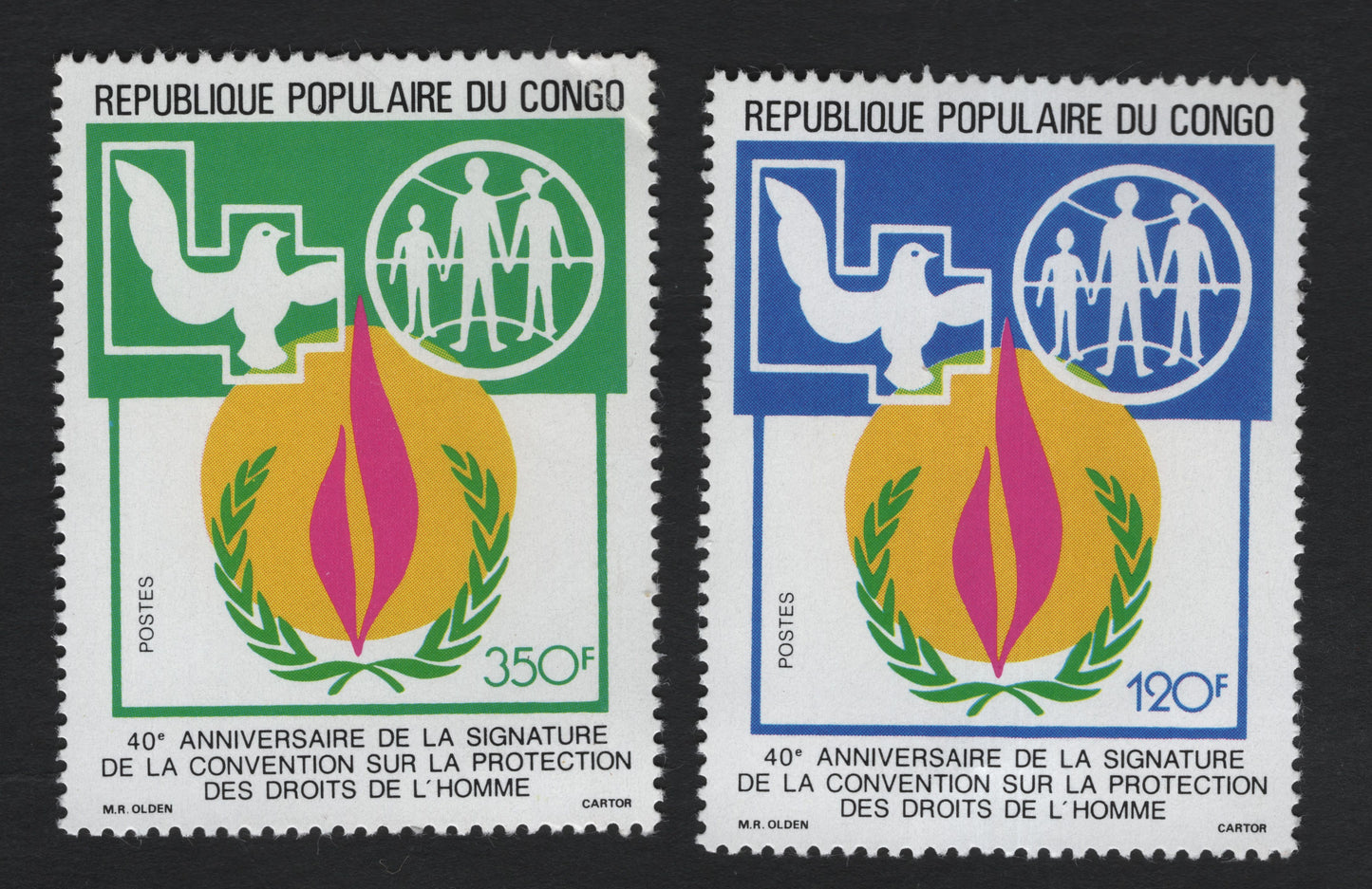SCG10325 - Congo 1980 – 40th Anniversary of the Human Rights Convention, Peace & Human Dignity Pair (120F & 350F)