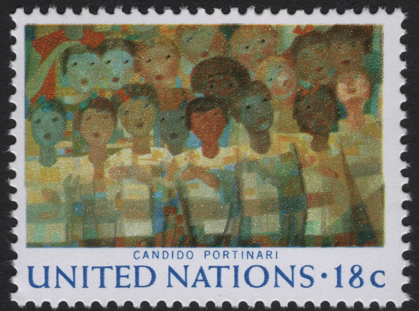 SCG6508 - United Nations 18c – Children of the World by Candido Portinari (1979)