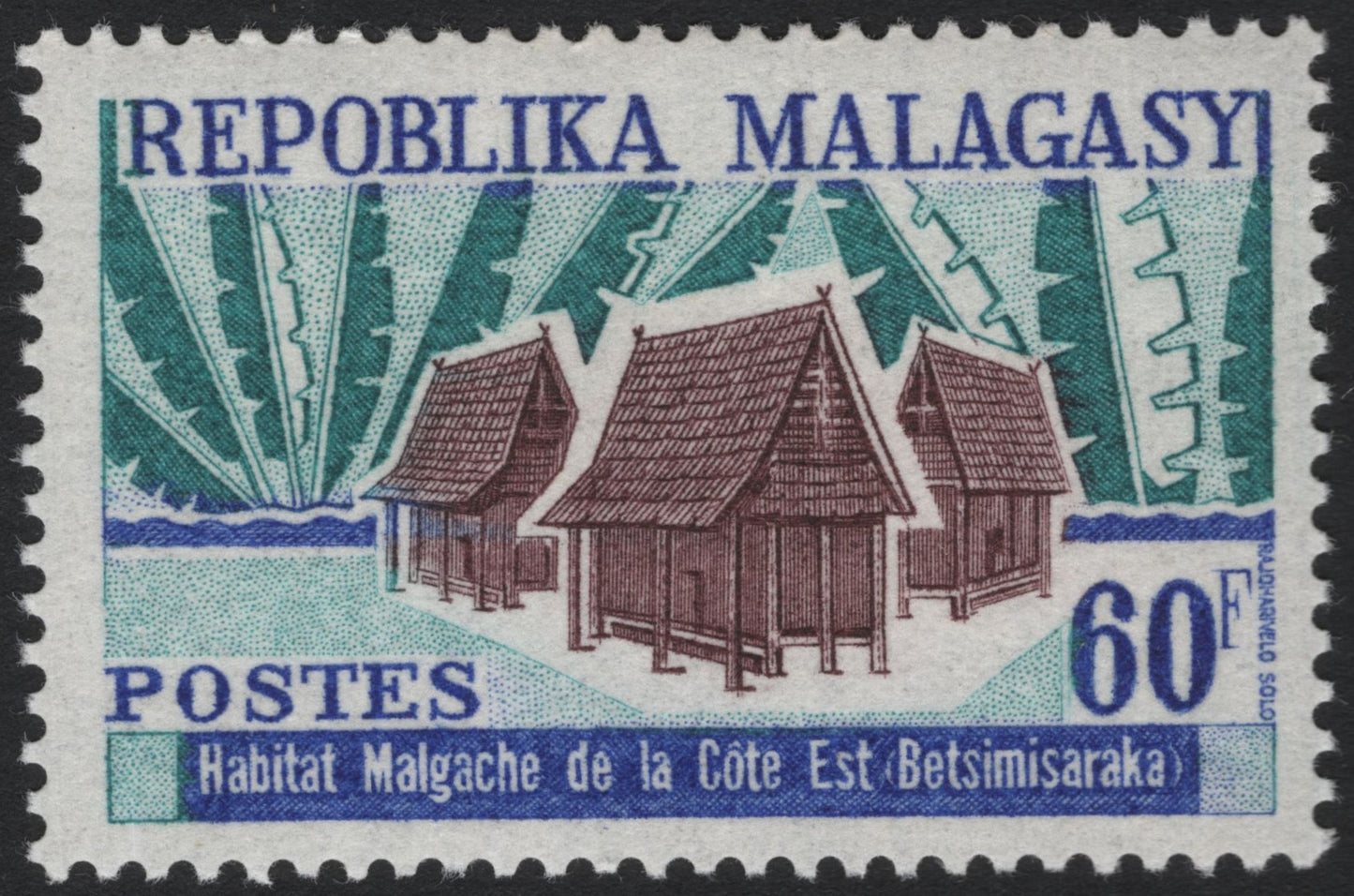 SCG7161 - Madagascar 60 Francs “Habitat Malgache de la Côte Est (Betsimisaraka)”
