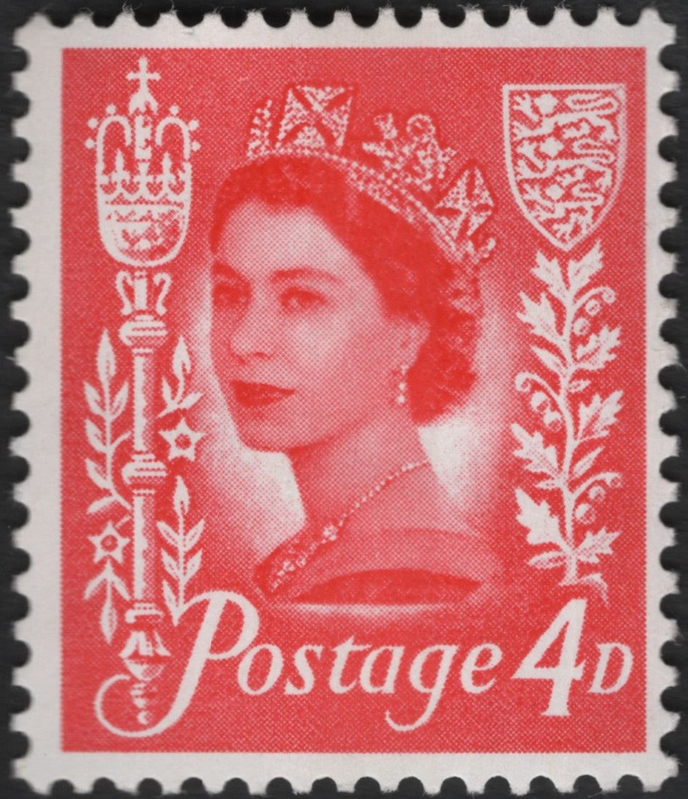 SCG10875 - United Kingdom – 4d Queen Elizabeth II Wilding Definitive (Red), c.1950s–1960s