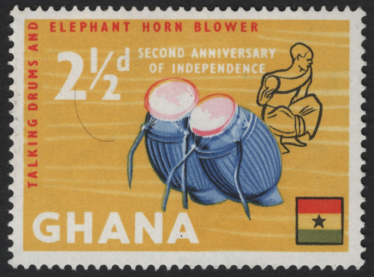 SCG6857 - Ghana 1959, 2½d “Talking Drums and Elephant Horn Blower”