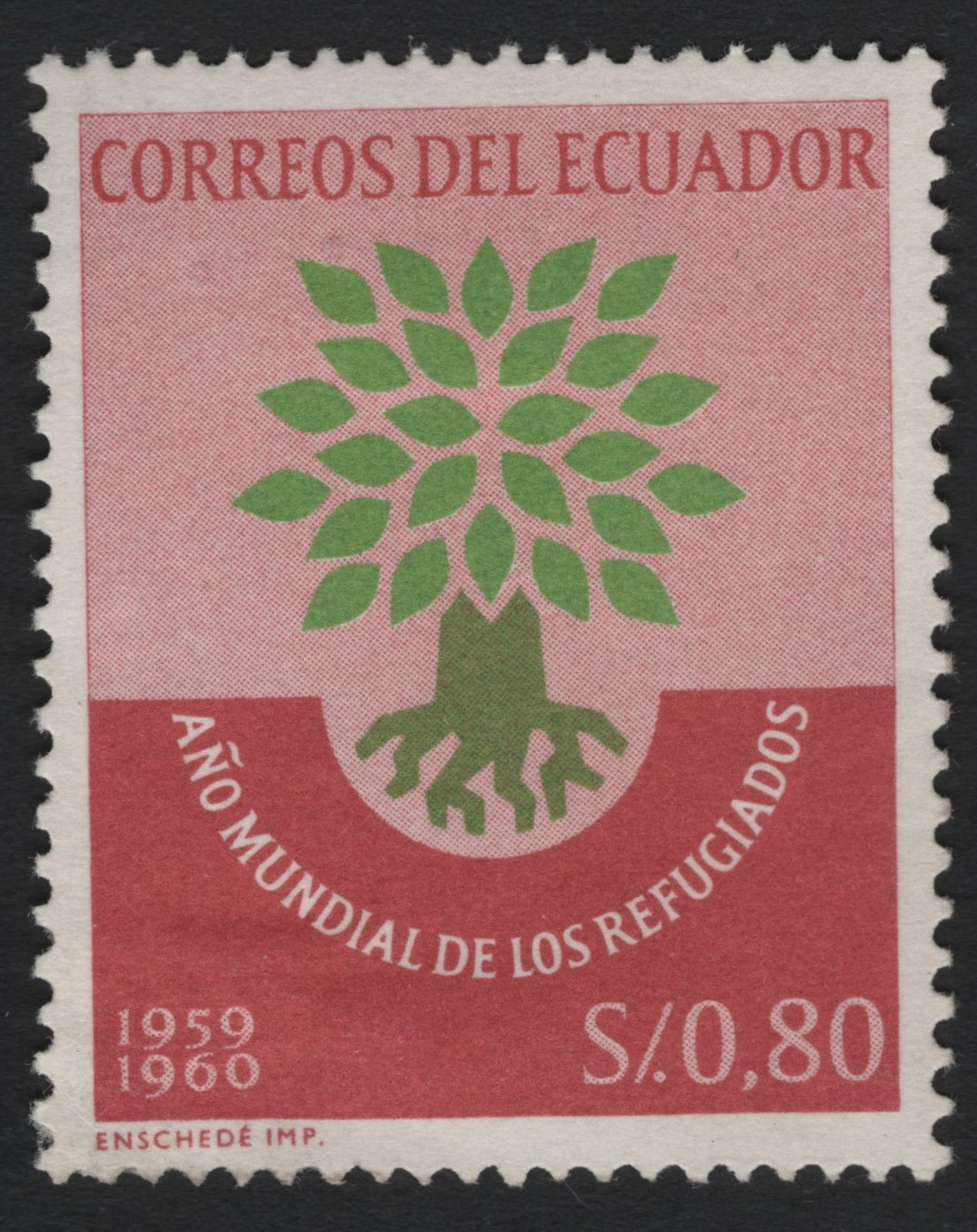 SCG10557 - 🇪🇨 Ecuador 1959–1960 – World Refugee Year 0.80 S/ Stamp