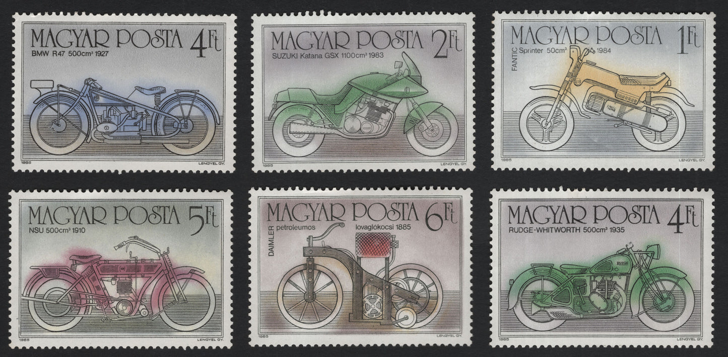SCG10033 - Hungary 1985 “Historic & Modern Motorcycles” – Complete 6-Stamp Set