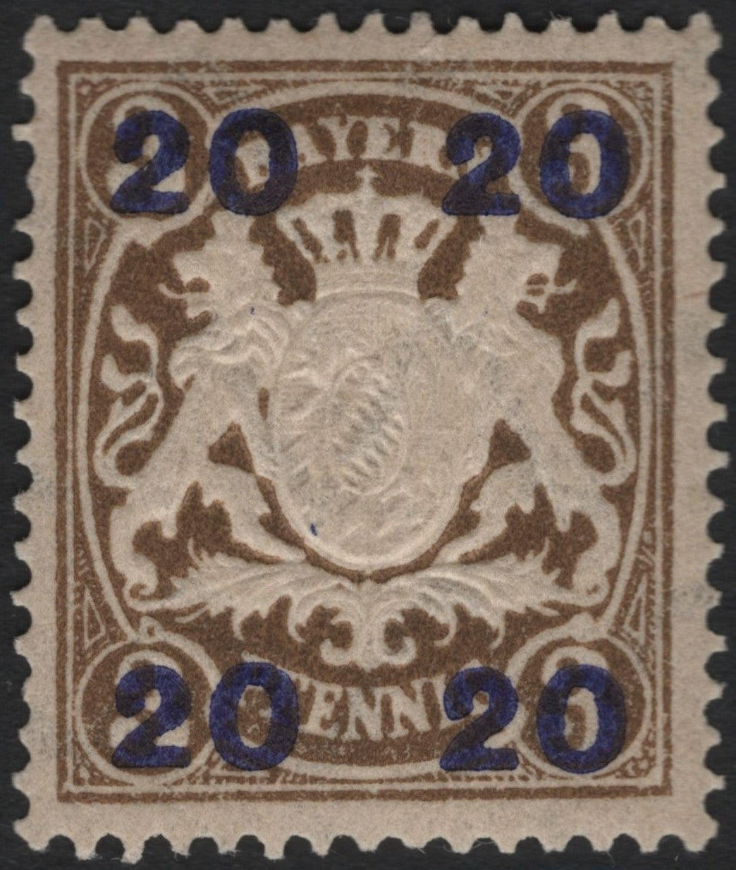 SCG10892 - Austria 1920 – 20 Heller Blue Surcharge on 2-Kr Brown Coat of Arms