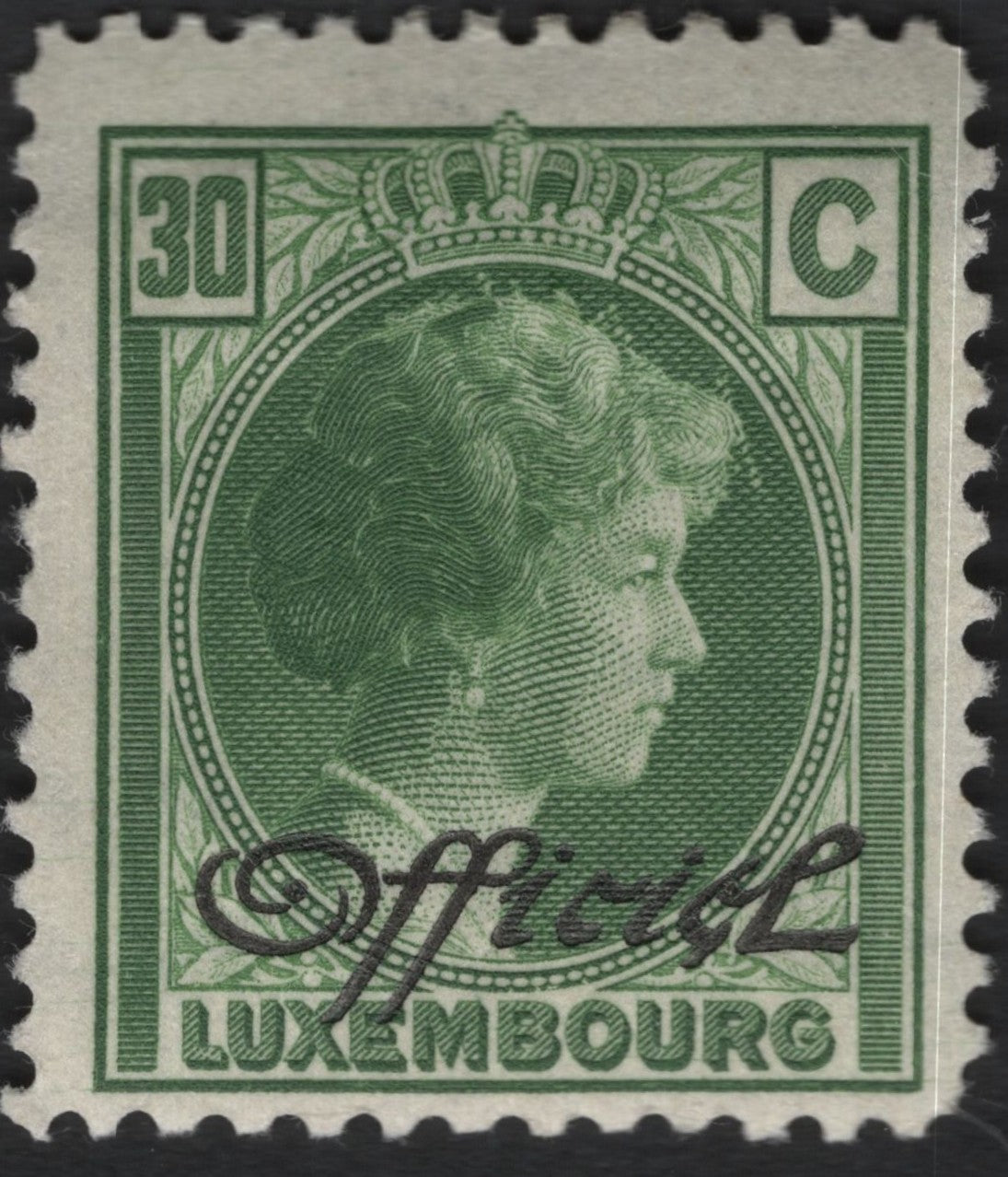 SCG10905 - Luxembourg 30c Green Grand Duchess Charlotte – Official Overprint (c.1930s)