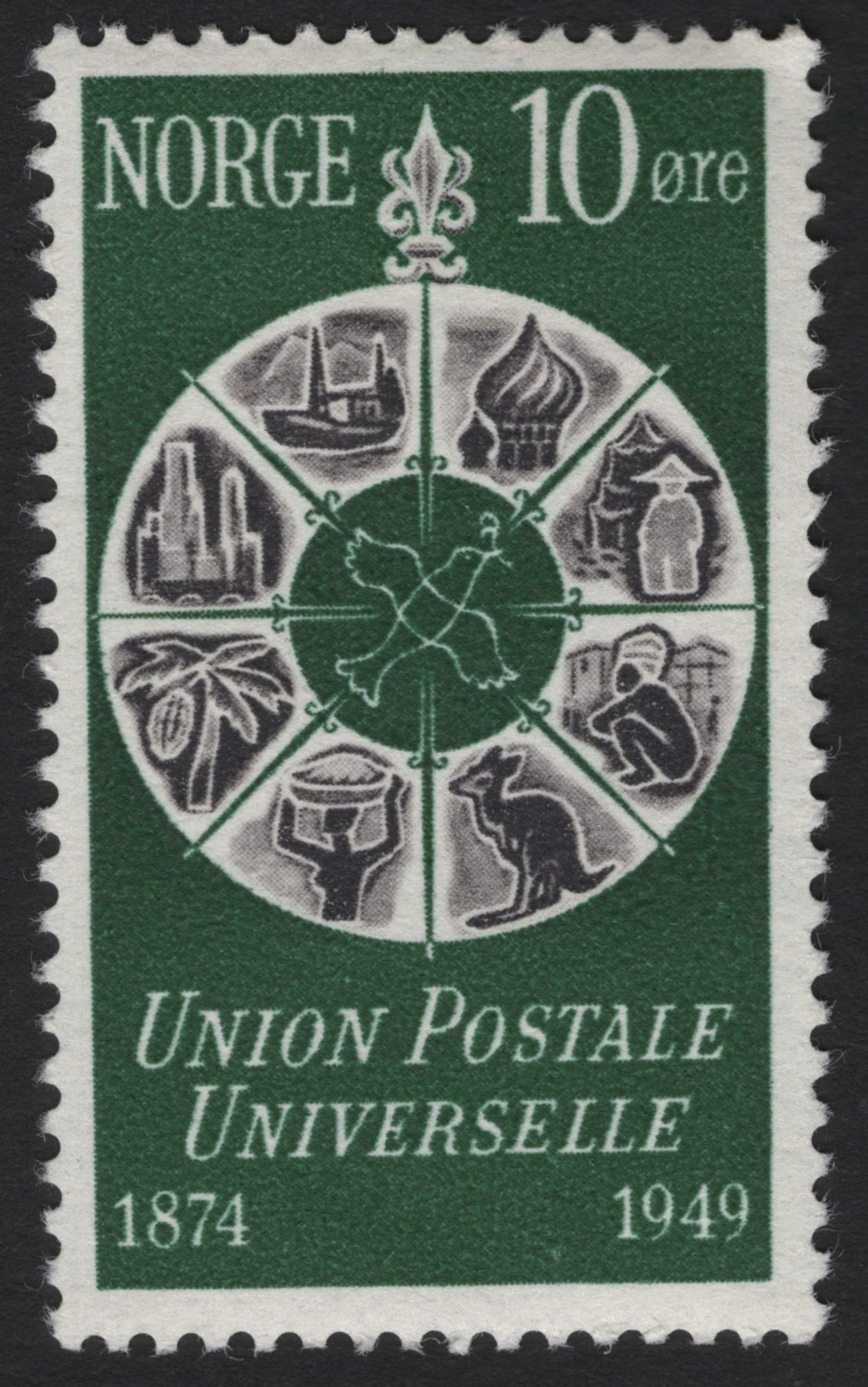 SCG6852 - Norway 1949 – 10 Øre “Union Postale Universelle 75th Anniversary”
