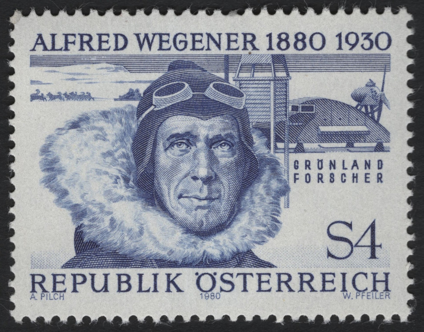 SCG9978 - Austria – 1980 “Alfred Wegener (1880–1930)” S4 Commemorative