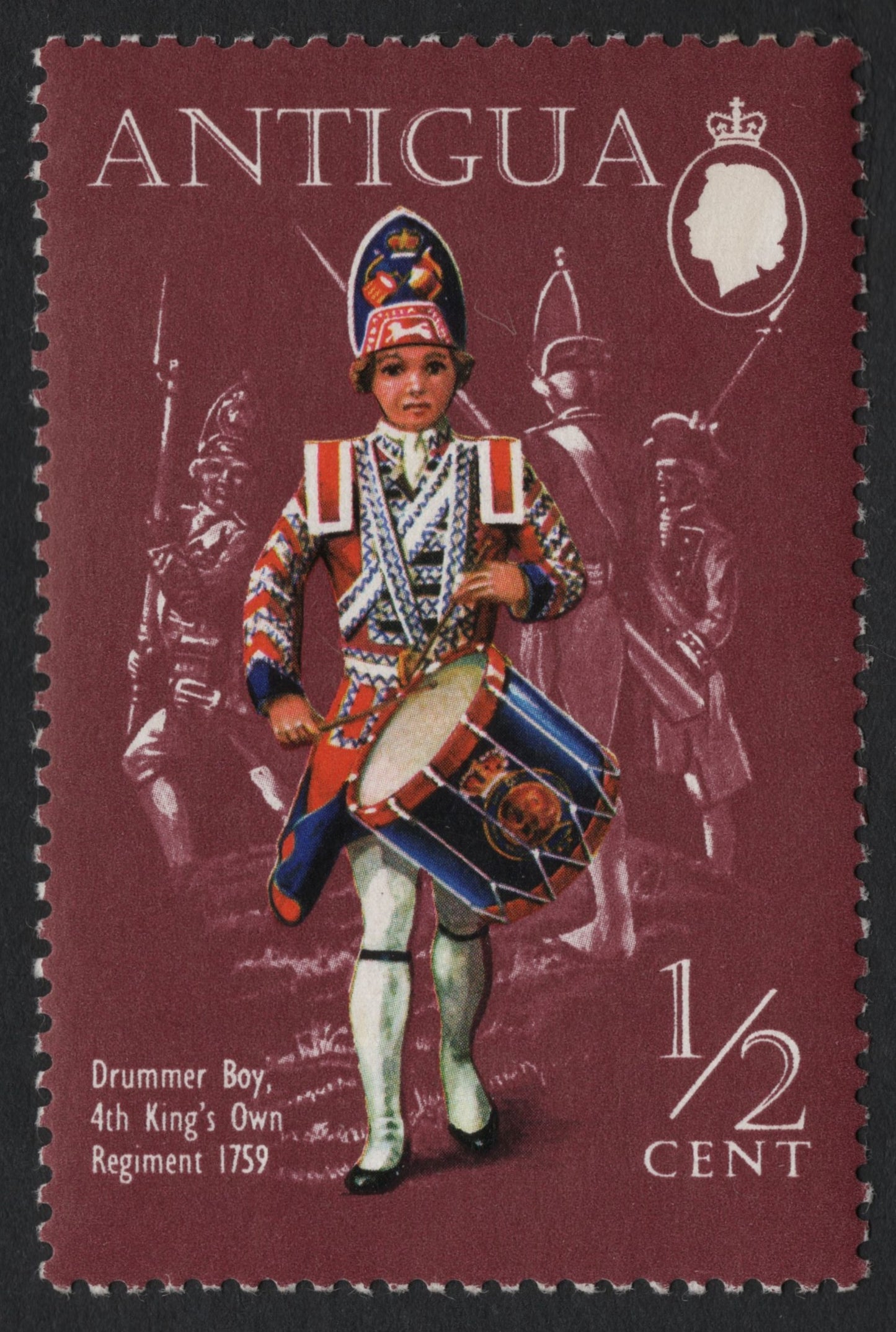 SCG9983 - Antigua ½c “Drummer Boy – 4th King’s Own Regiment 1759” (Military Uniforms Issue)