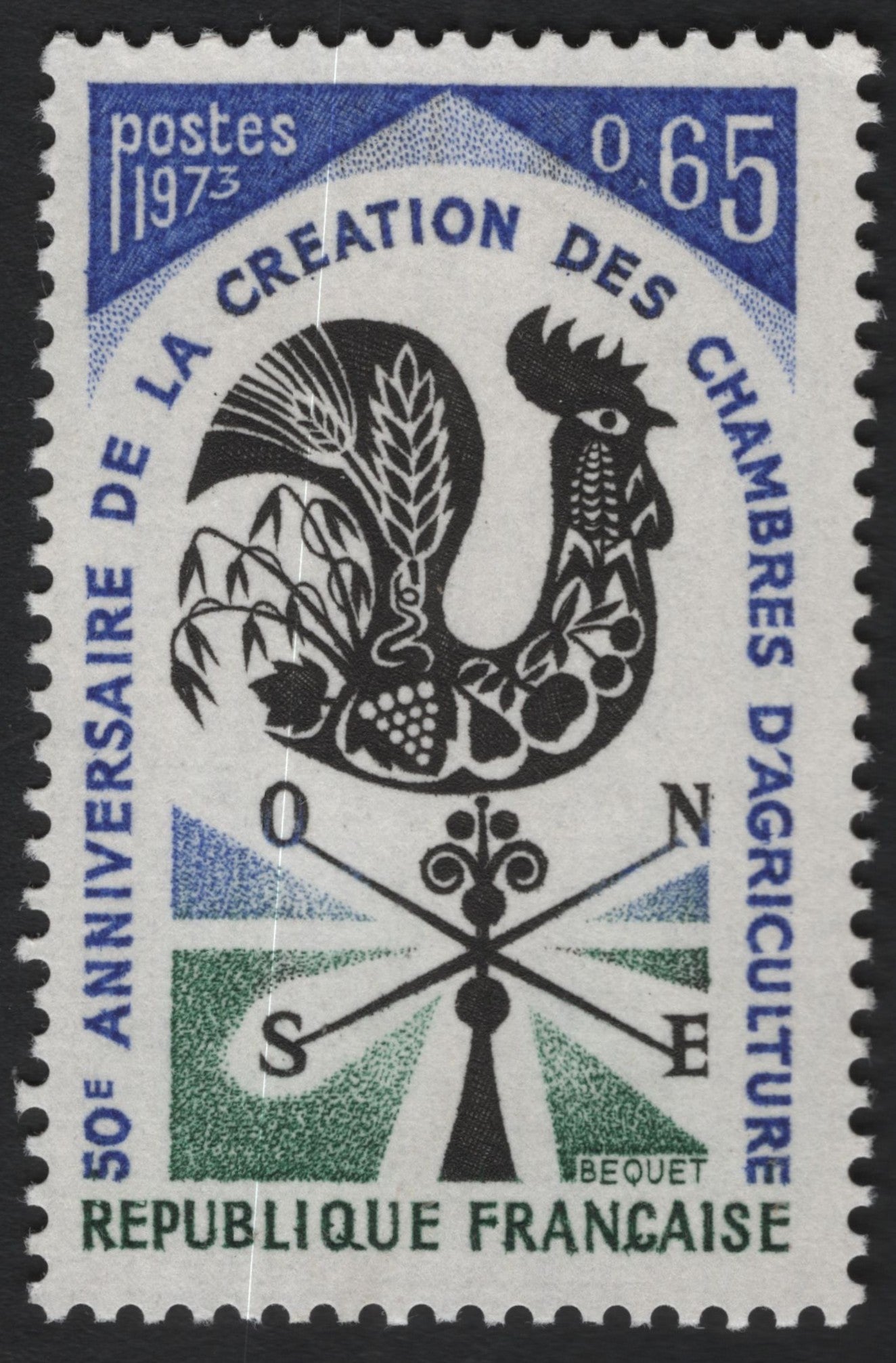 SCG9998 - France 1973 – Chambers of Agriculture 50th Anniversary 0.65F Commemorative