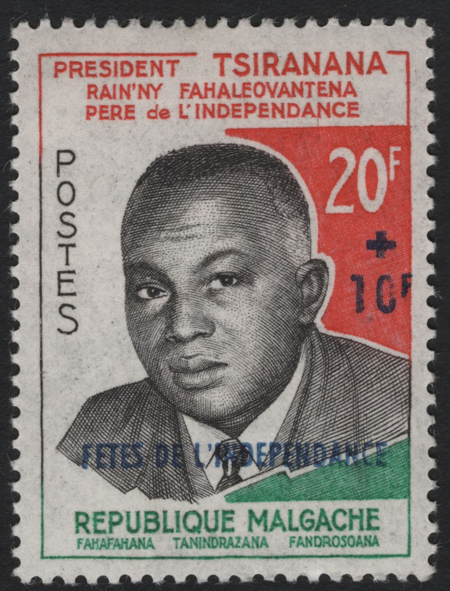 SCG9999 - Madagascar – President Tsiranana Independence Anniversary Semi-Postal (20F + 10F)