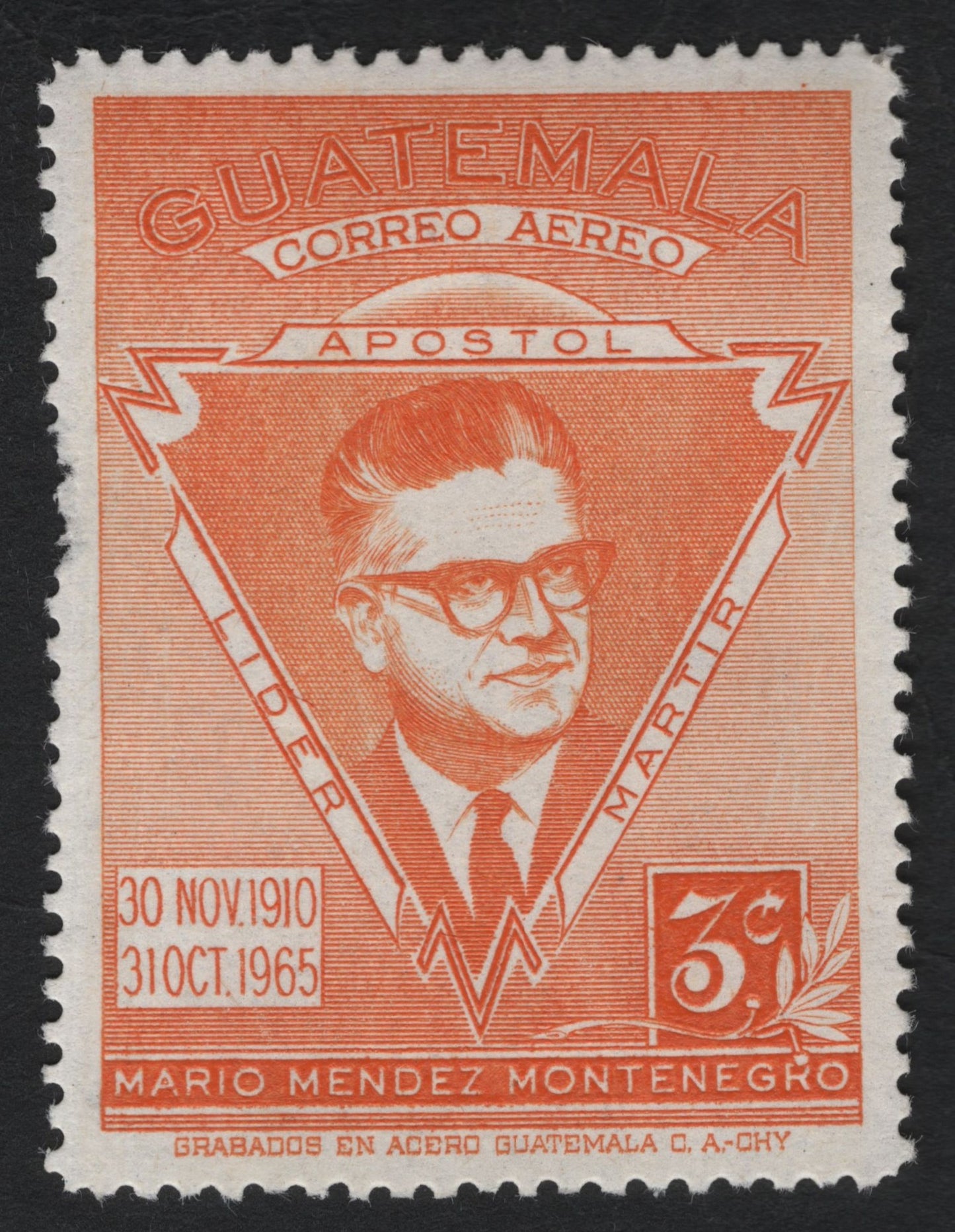 SCG9987 - Guatemala 1965 Airmail – Mario Méndez Montenegro Memorial 3c
