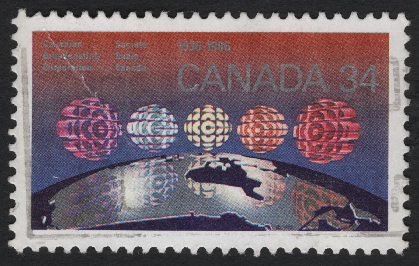 SCG10019 - 🇨🇦 Canada 1986 – CBC 50th Anniversary 34¢ Commemorative