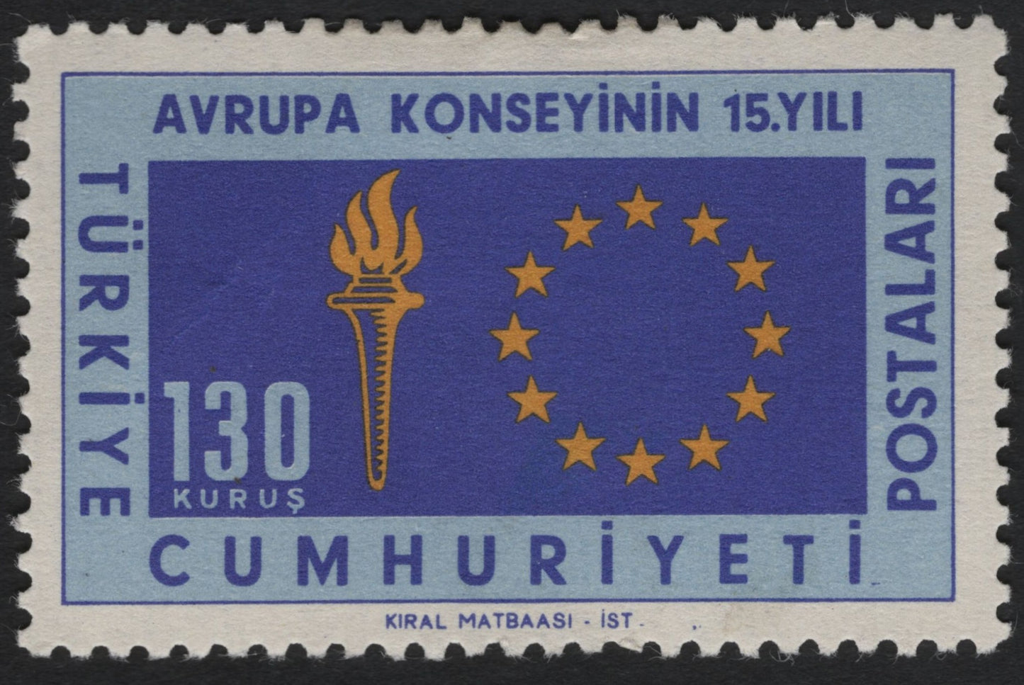SCG10022 - Turkey – 15th Anniversary of the Council of Europe (1964), 130 Kurus
