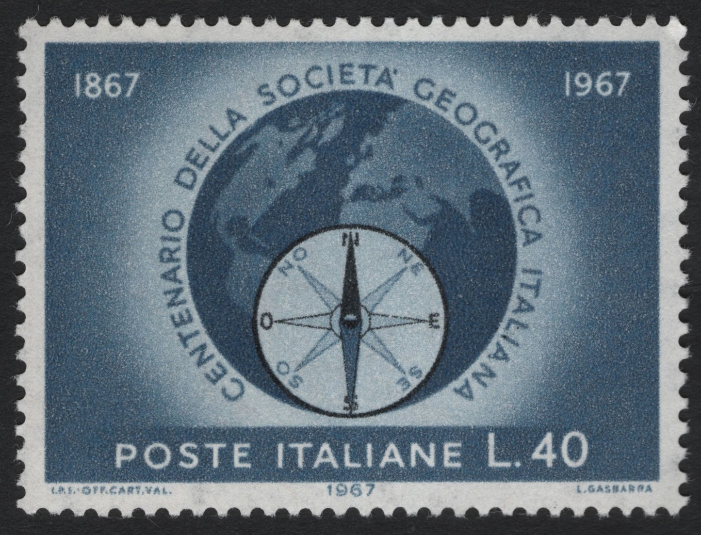 SCG10012 - Italy 1967 – Centenary of the Italian Geographical Society – 40 Lire