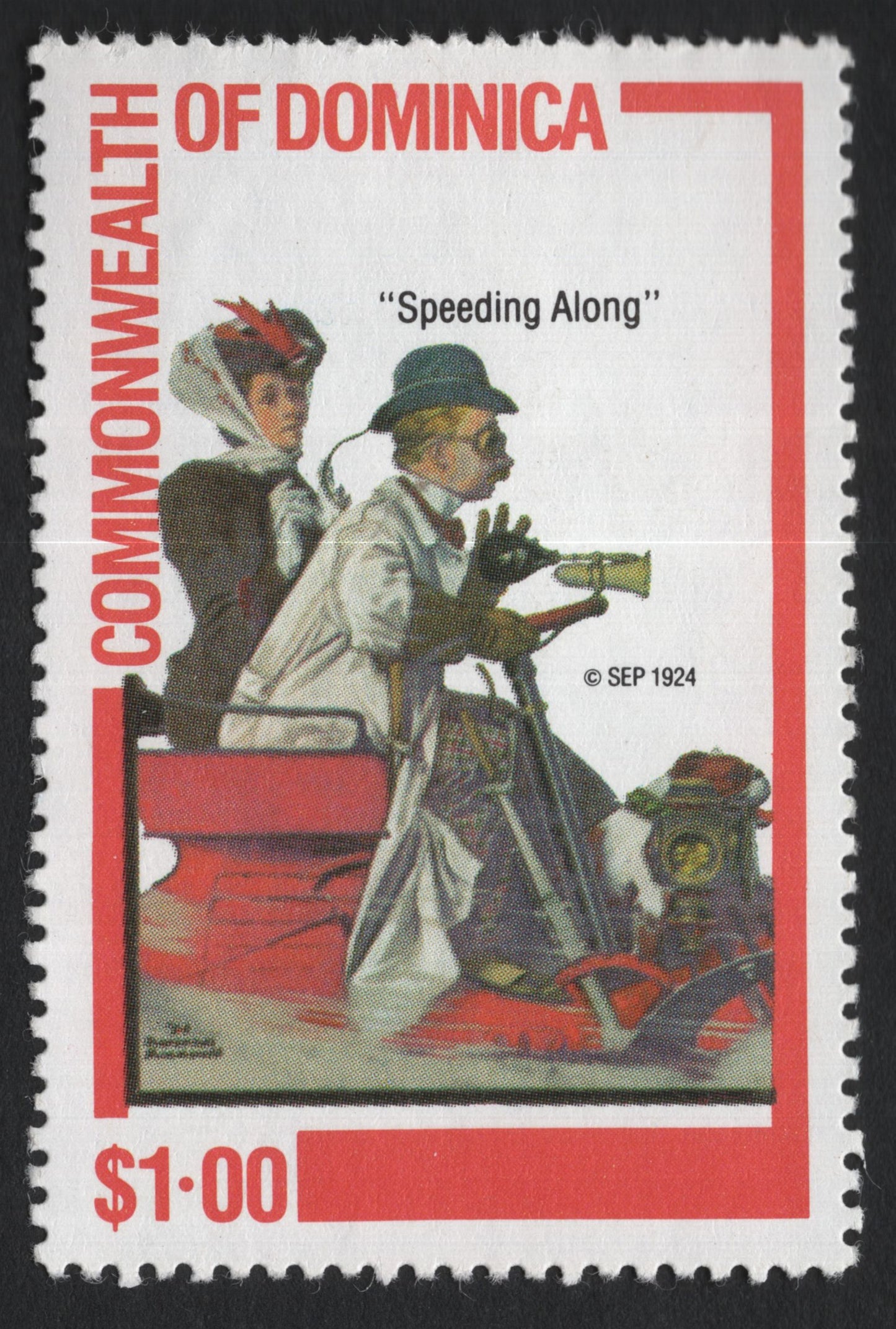 SCG9960 - 🇩🇲 Dominica – “Speeding Along” (Classic Motoring Artwork) – $1.00