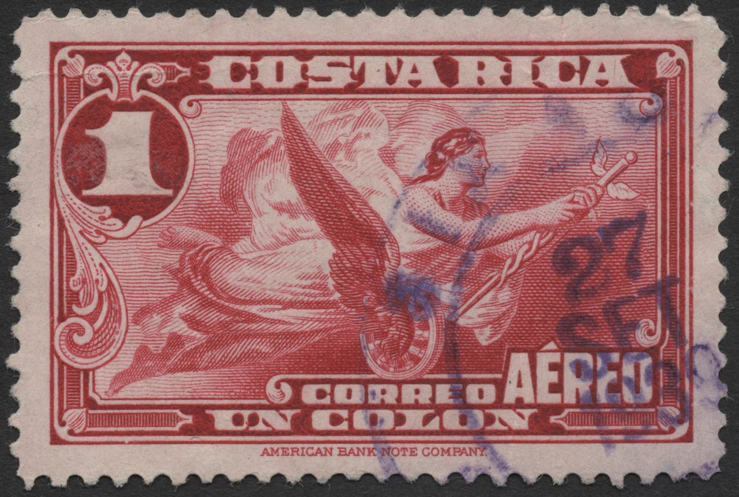 SCG598 - Costa Rica 1 Colón Airmail Angel Stamp