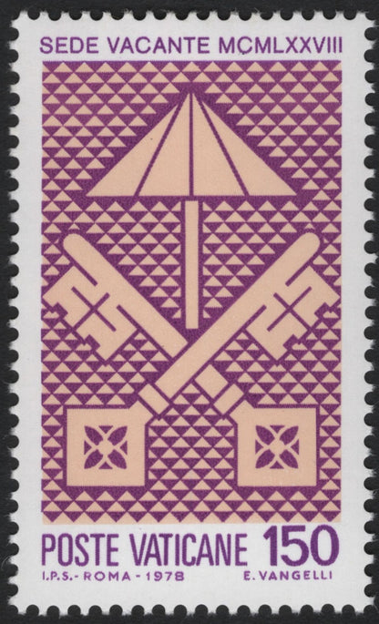 SCG10330 - Vatican City 1978 – Sede Vacante Definitive Set (3v) – Keys & Umbrella Emblem