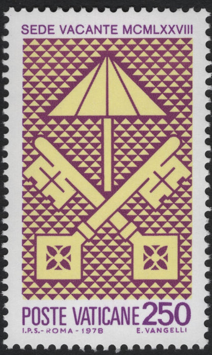 SCG10330 - Vatican City 1978 – Sede Vacante Definitive Set (3v) – Keys & Umbrella Emblem