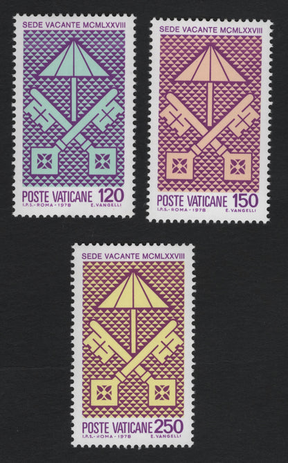 SCG10330 - Vatican City 1978 – Sede Vacante Definitive Set (3v) – Keys & Umbrella Emblem