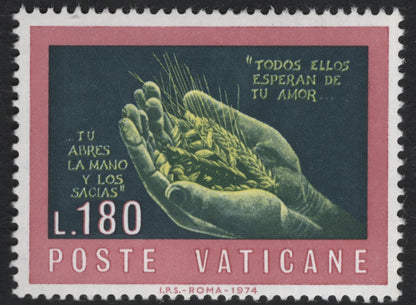 SCG10327 - Vatican City 1974 – “Tu Abres la Mano” Biblical Charity Stamp (L.180)