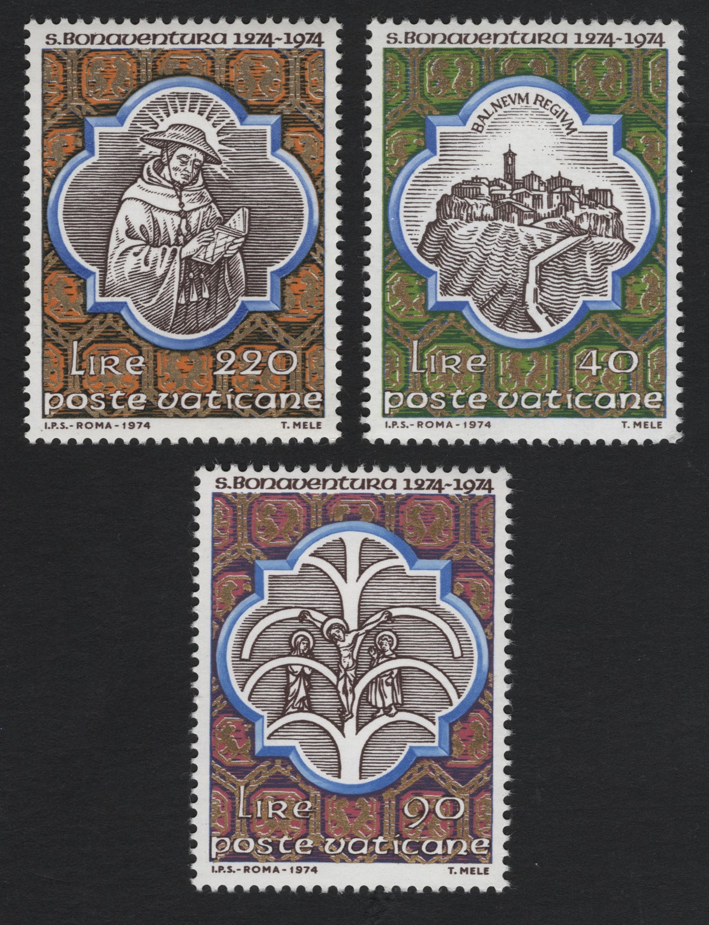 SCG10328 - Vatican City 1974 – St. Bonaventure Commemorative Set (3v)