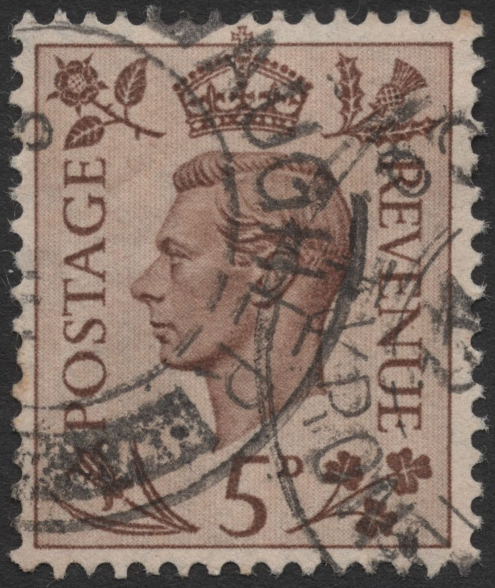 SCG580 - Great Britain Used 5d Stamp – King George VI Brown Definitive