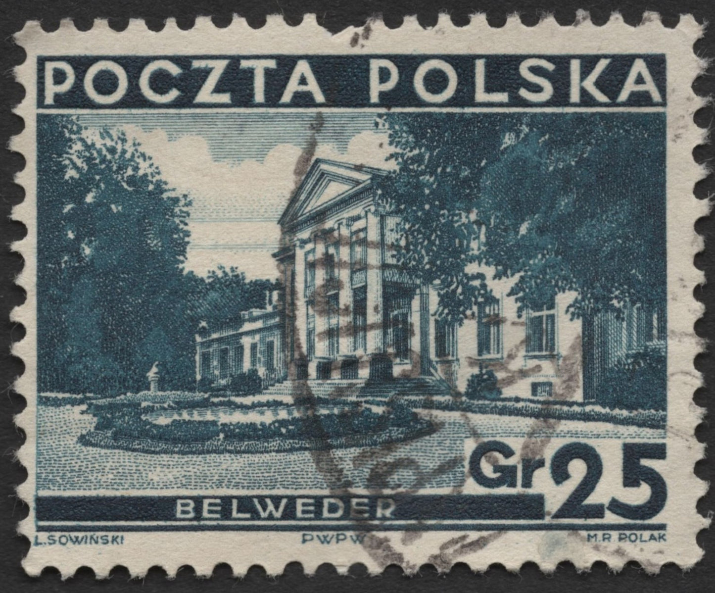 SCG582 - Poland 25 Groszy Used Stamp – Belweder Palace, Warsaw
