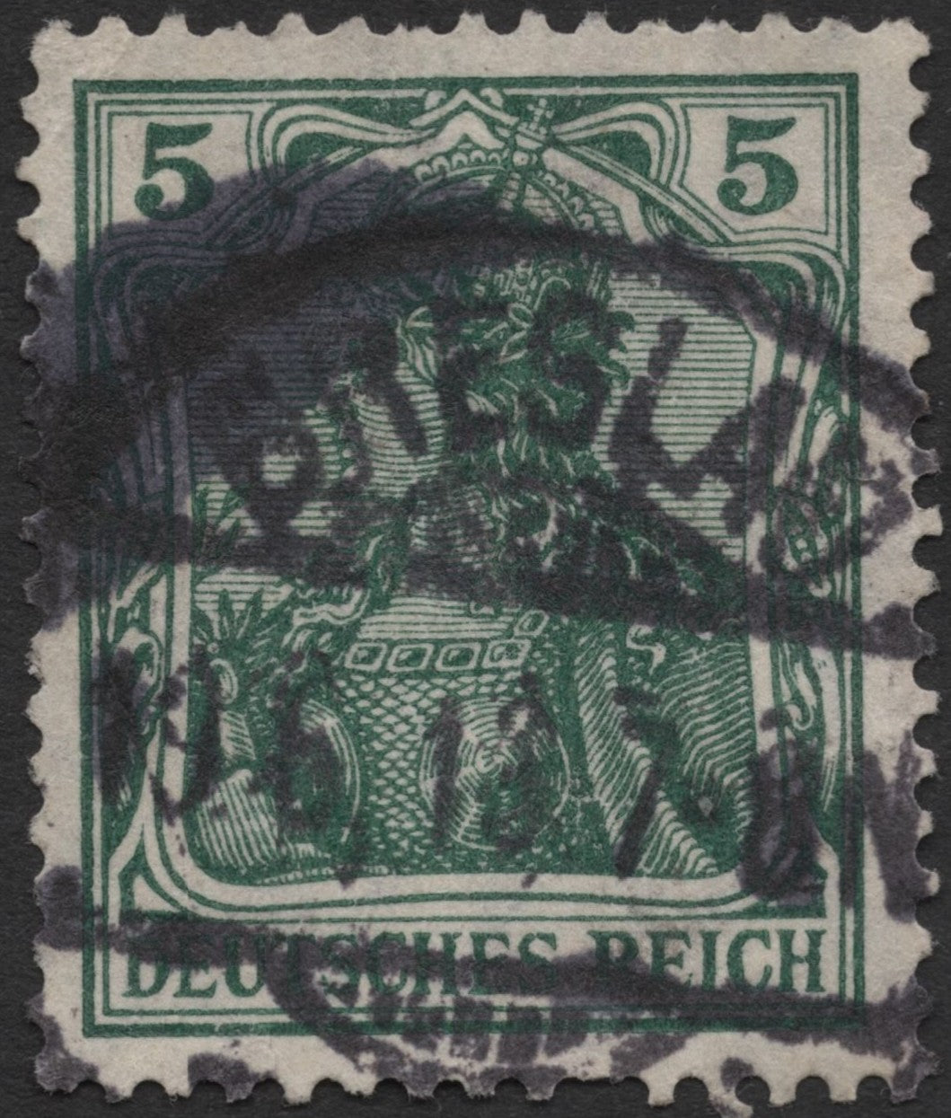 SCG576 - Germany Deutsches Reich 5 Pfennig Used Stamp – Germania Series (Green)