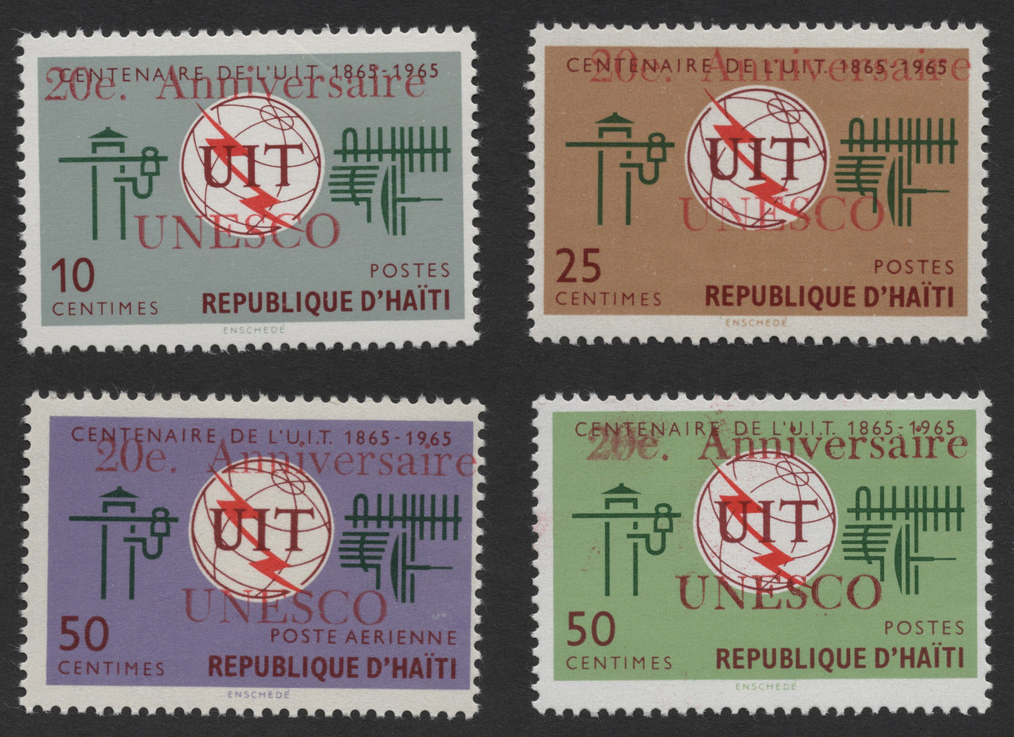 SCG386 - Haiti 1965 UIT Centenary and UNESCO Anniversary Stamp Set