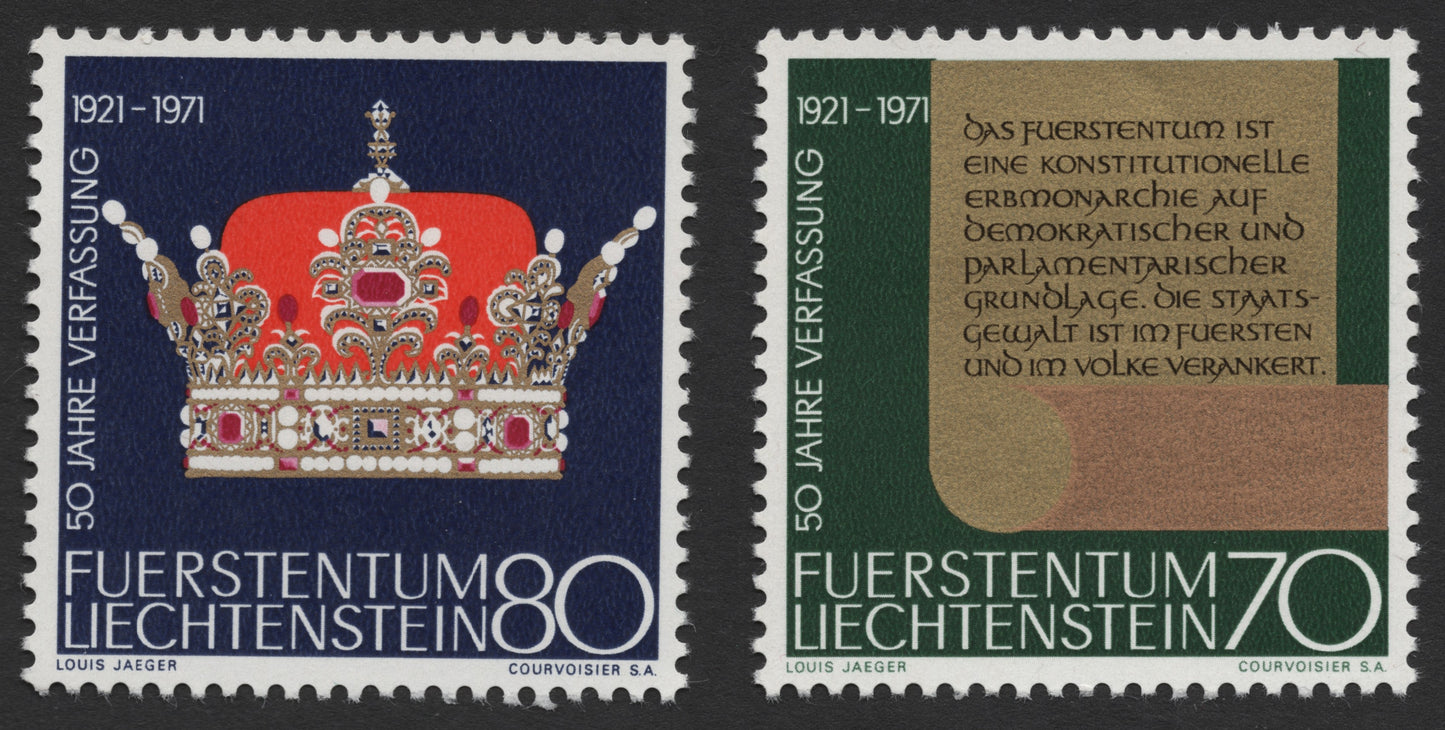 SCG389 - Liechtenstein 1971 50 Years of Constitution Commemorative Stamps