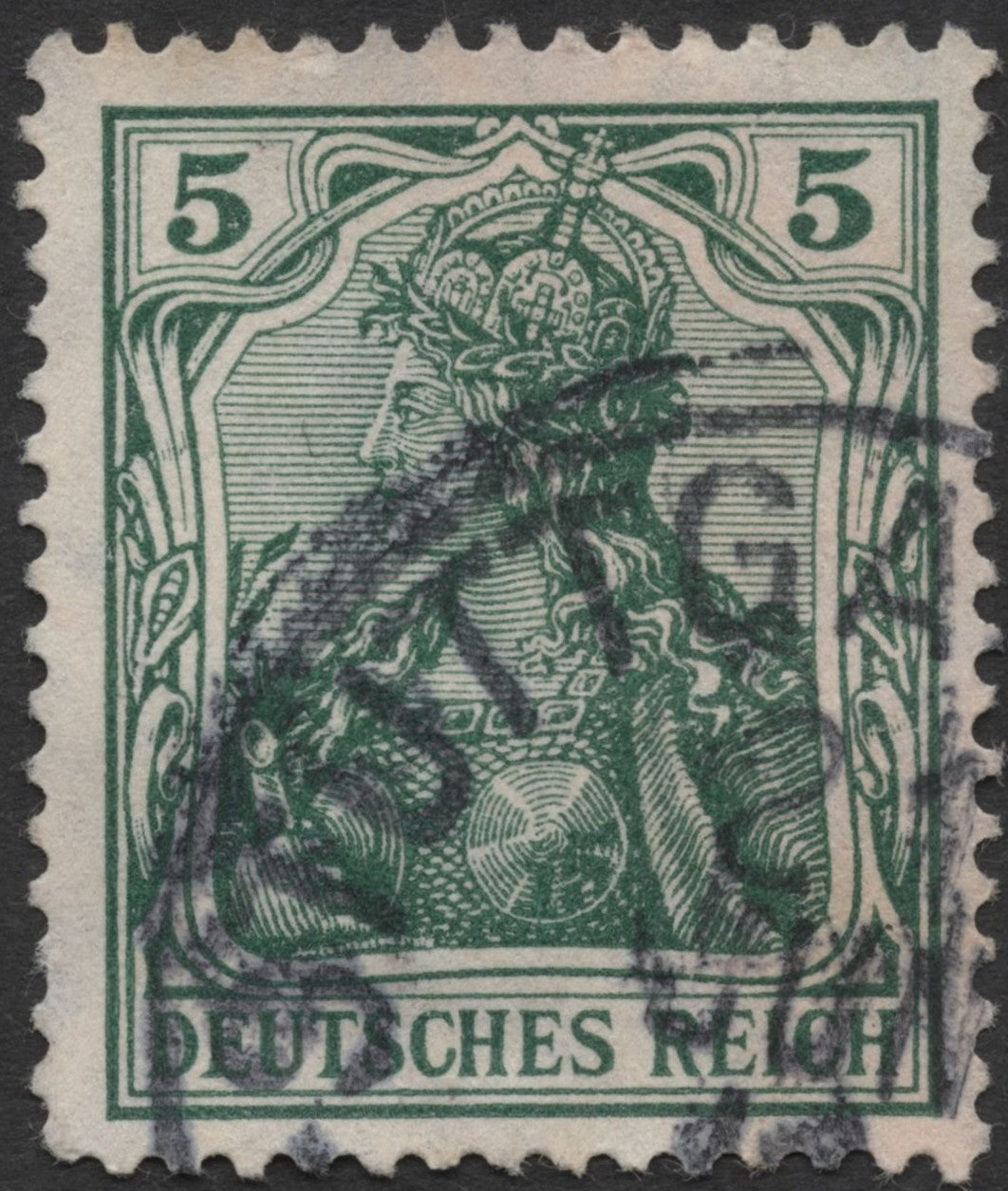 SCG584 - Germany Deutsches Reich Used Stamp – Germania Series (Green)