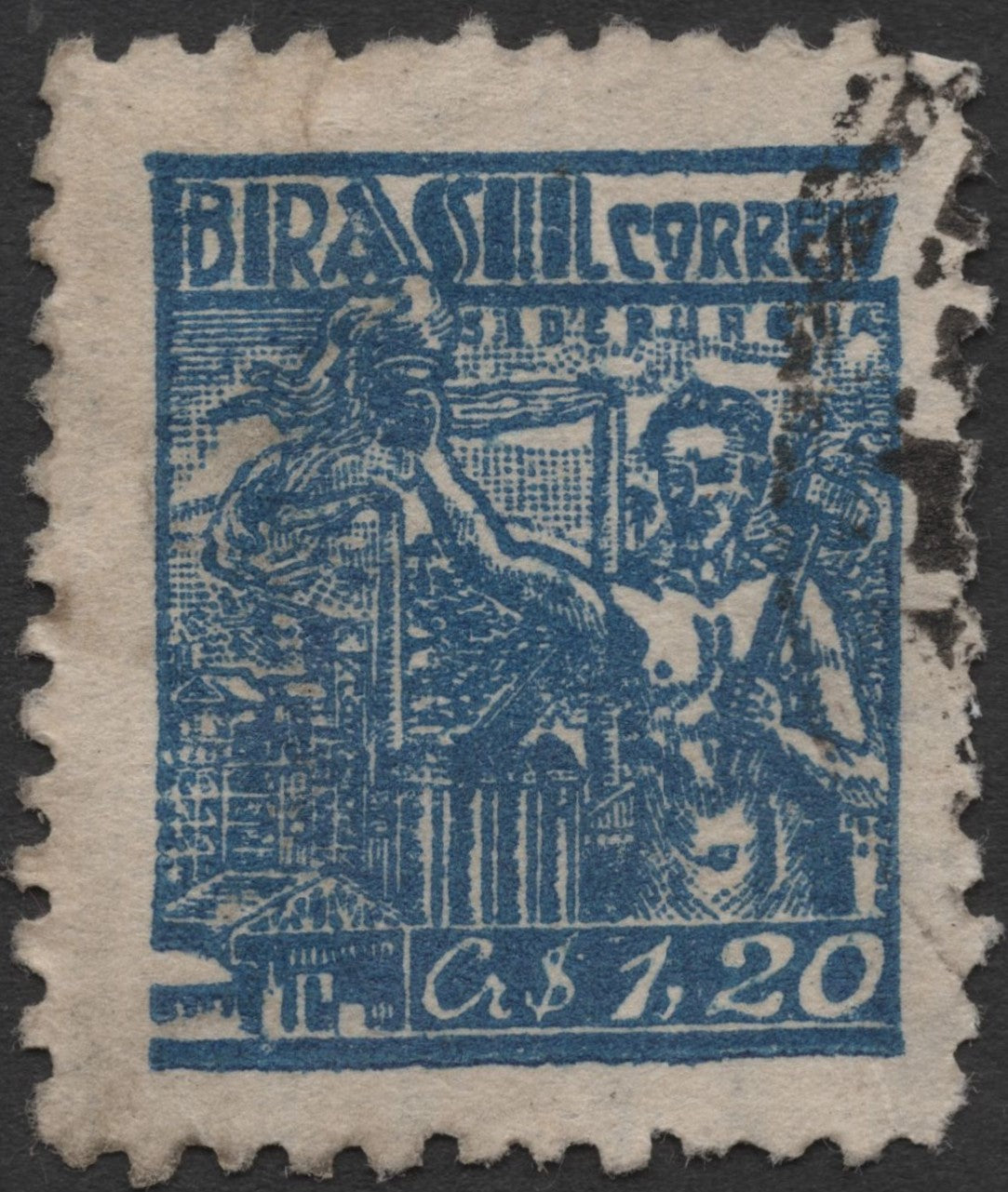 SCG589 - Brazil Cruzeiro Steel Industry Blue Used Stamp
