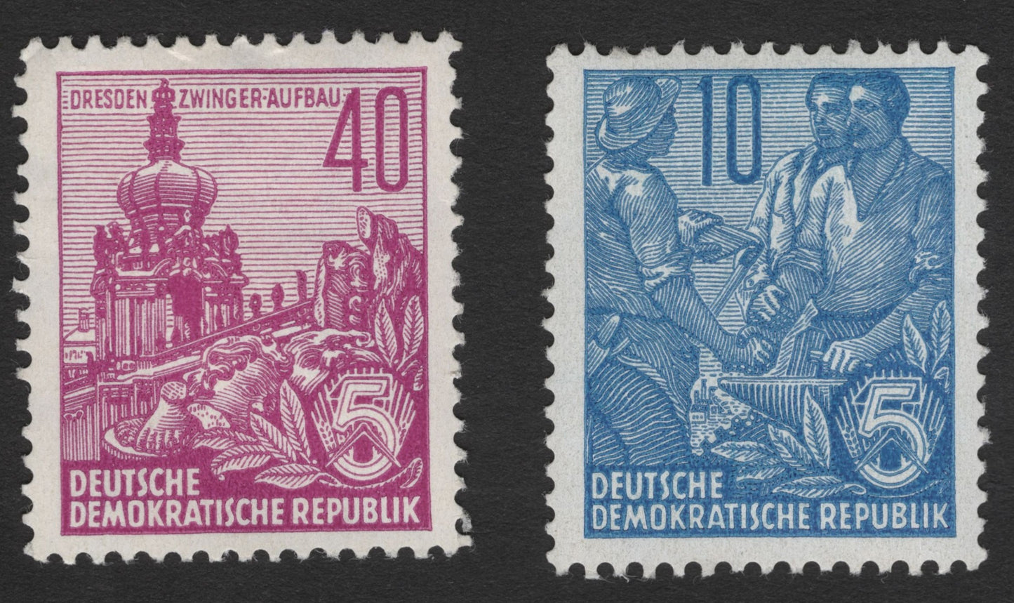 SCG11742 - German Democratic Republic Five-Year Reconstruction Issue – Architectural & Workers Pair