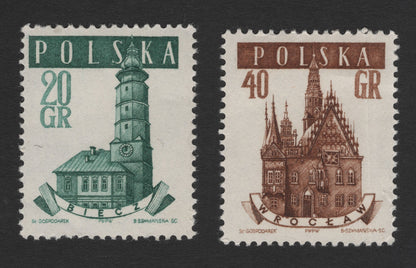 SCG11744 - Poland Historic Town Halls – Biecz & Wrocław Architectural Stamp Pair
