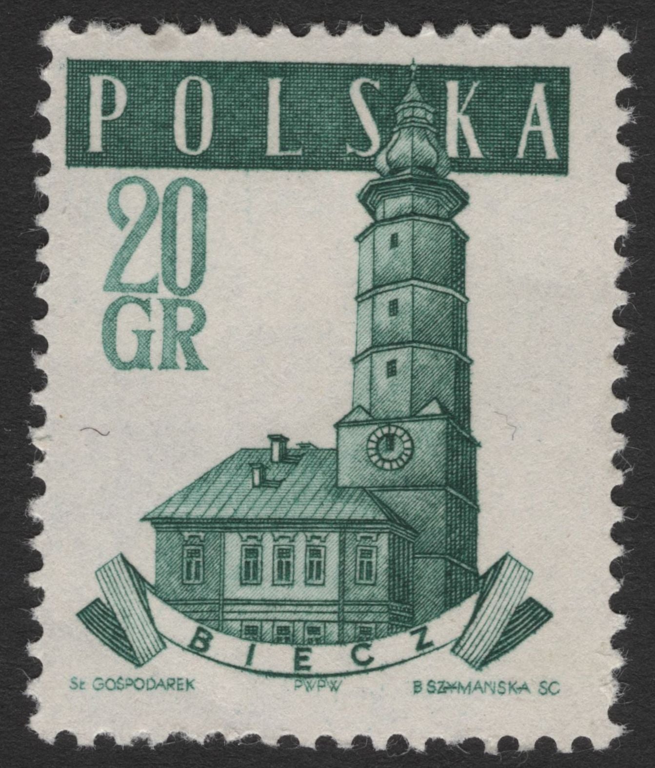 SCG11744 - Poland Historic Town Halls – Biecz & Wrocław Architectural Stamp Pair