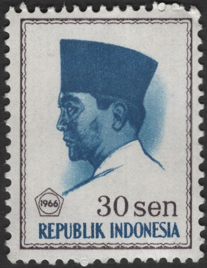 SCG11755 - Indonesia 1966 President Sukarno Definitive & Charity “Conefo” Stamp Pair