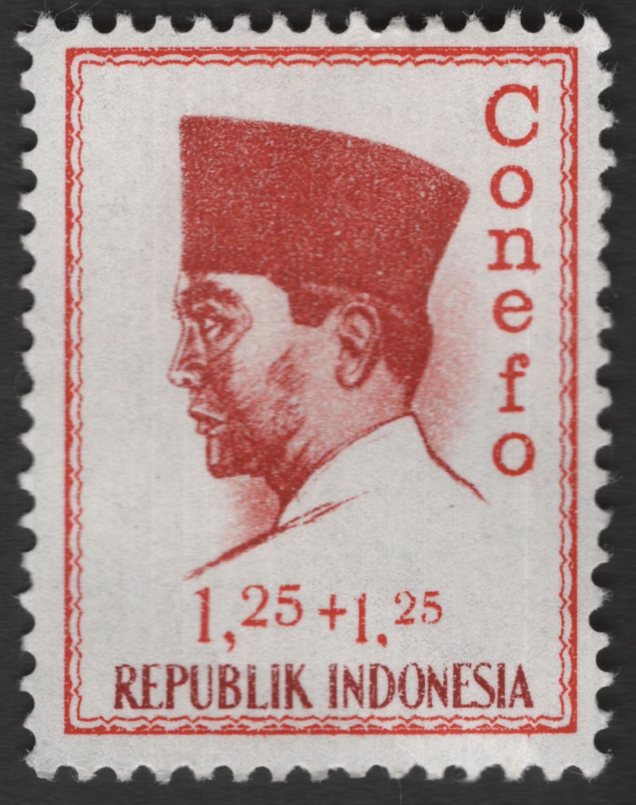 SCG11755 - Indonesia 1966 President Sukarno Definitive & Charity “Conefo” Stamp Pair