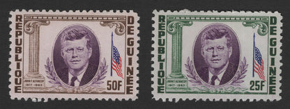 SCG11773 - Republic of Guinea 1964 John F. Kennedy Memorial Stamp Pair (25F & 50F)