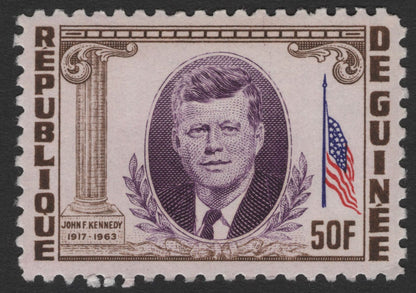 SCG11773 - Republic of Guinea 1964 John F. Kennedy Memorial Stamp Pair (25F & 50F)