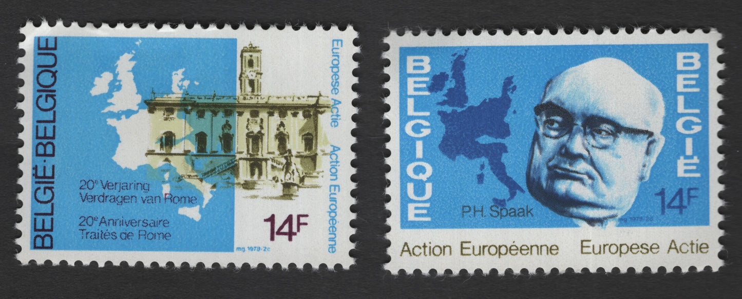 SCG11770 - Belgium 1977 European Action – Treaties of Rome & Paul-Henri Spaak (Stamp Pair)