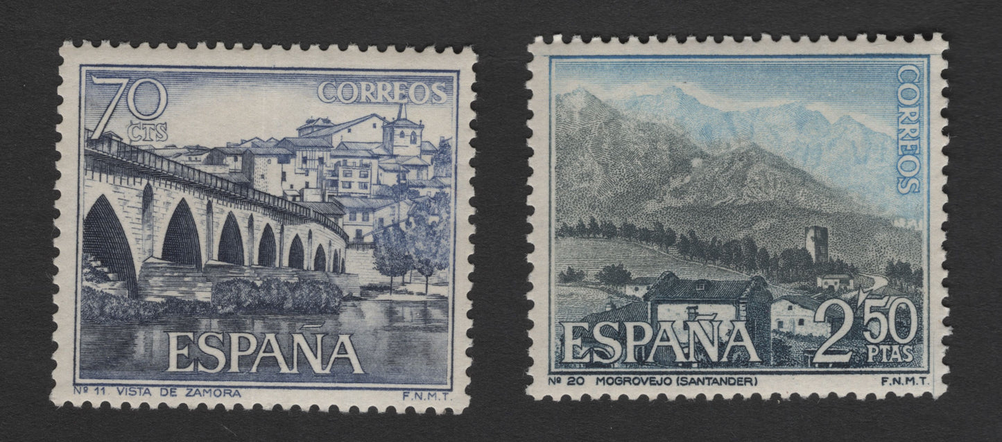 SCG11778 - Spain Scenic Landscapes Definitive Pair – Zamora Bridge & Mogrovejo (1960s)