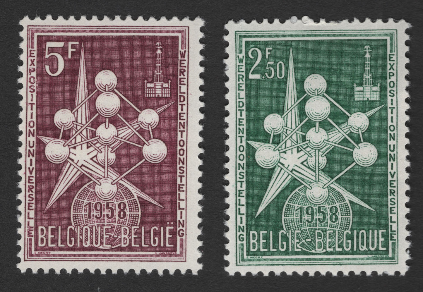 SCG11735 - Belgium 1958 Brussels World’s Fair (Expo 58) Atomium Commemorative Stamps Set