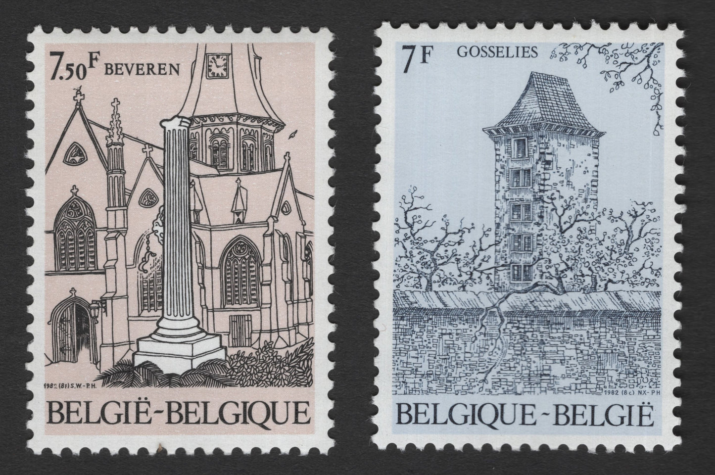 SCG11737 - Belgium 1982 Historic Landmarks Stamp Pair